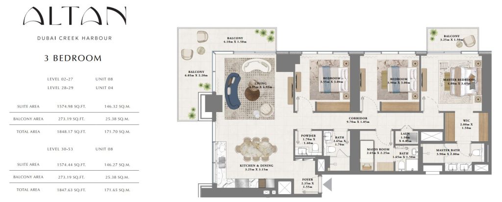 دو خوابه آپارتمان های آلتان